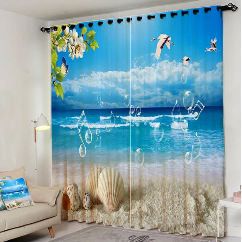 High quality sunflower printed living room 3d curtain