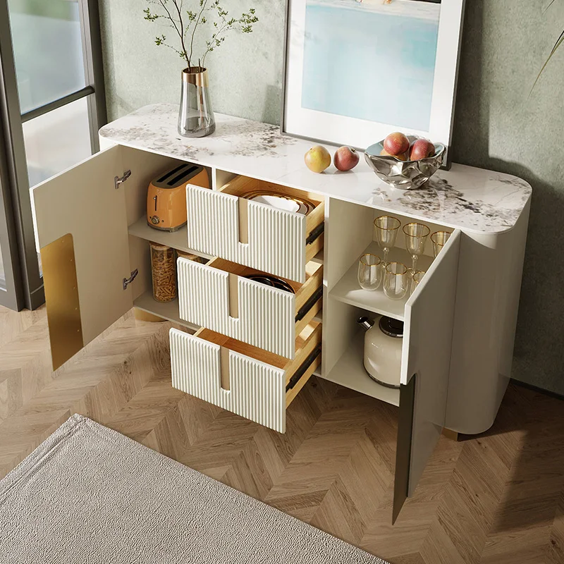 Light Luxury Livingroom Furniture Cabinet Marble Plate Dinner Side Cabinet Modern Simple Restaurant Lockers Bowl Wine Cabinet