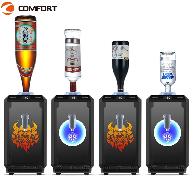 Event New design customized led logo mini portable whisky vodka shot wine chiller single bottle liquor beverage cooling machine