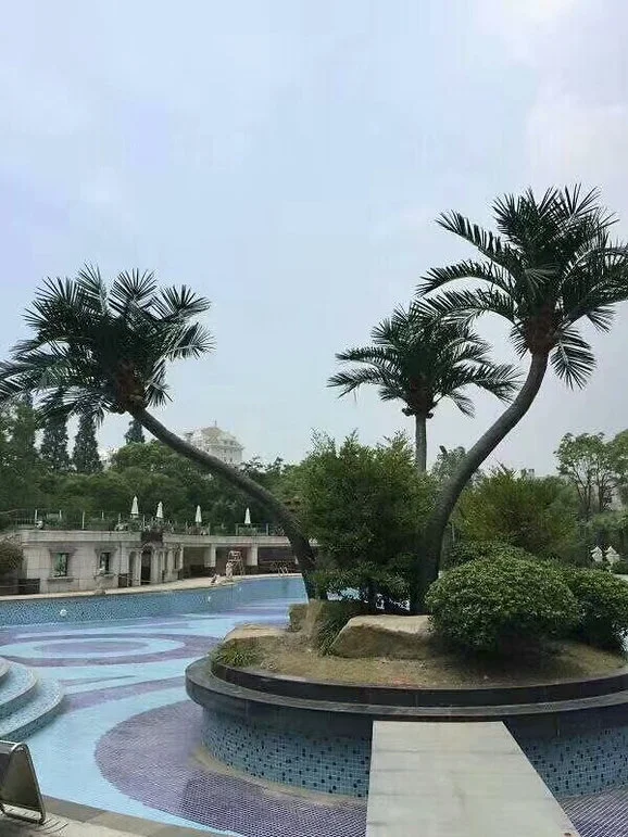 Customized fake outdoor palm tree artificial coconut palm tree large simulated fiberglass palm tree king for indoor decoration