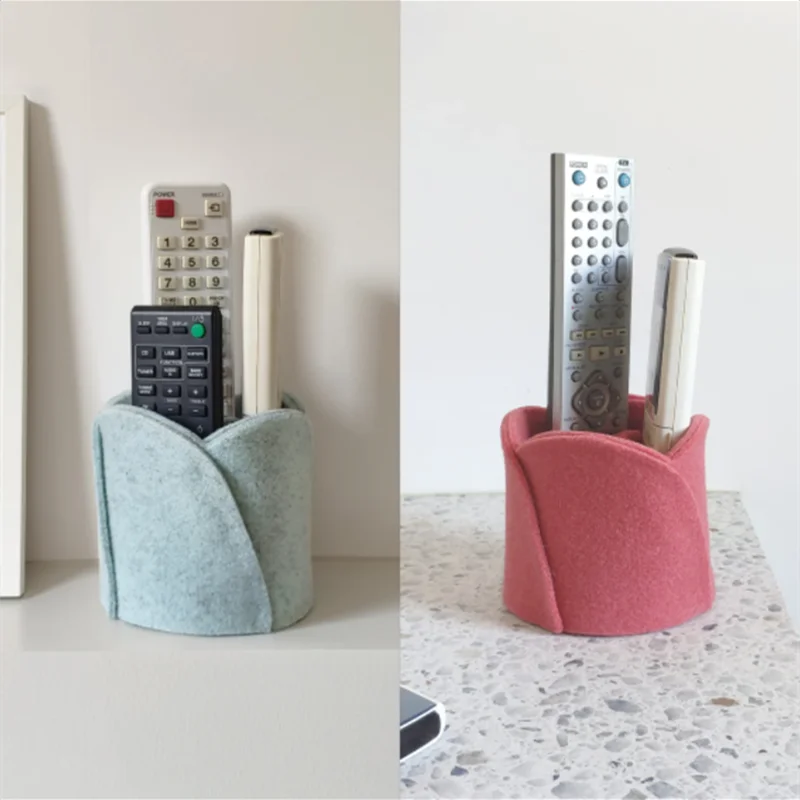 High-quality Northern Europe Felt pen holder Office Desk storage box round storage container Remote Control Organizer for office