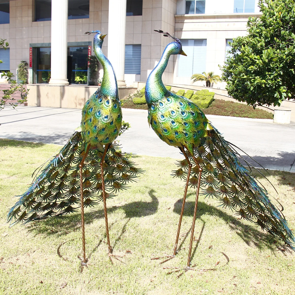 FUHUA Metal Peacock Decor for Outside Garden peacock Art Sculptures