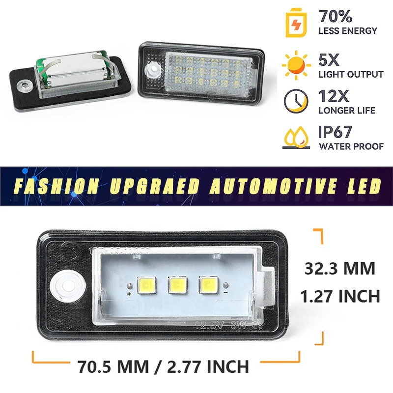 E4 LED License Plate Light For Audi A3 A4 S3 S4 A6 S6 Q7 RS4 CANBUS Error Free