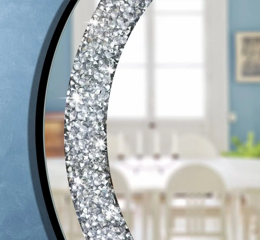 Crystal Crushed Diamond room Mirror for Wall Decoration Wall Hang Frameless Sparkly  Silver or Glass Stun Home Diamond Decor