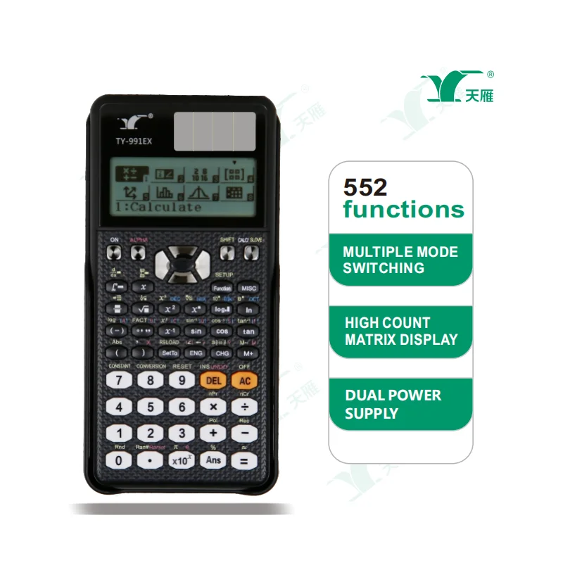 Scientific Calculator 417 Function 2 Line 10+2 Digits Written Display Solar and Battery Calculators for School College Students