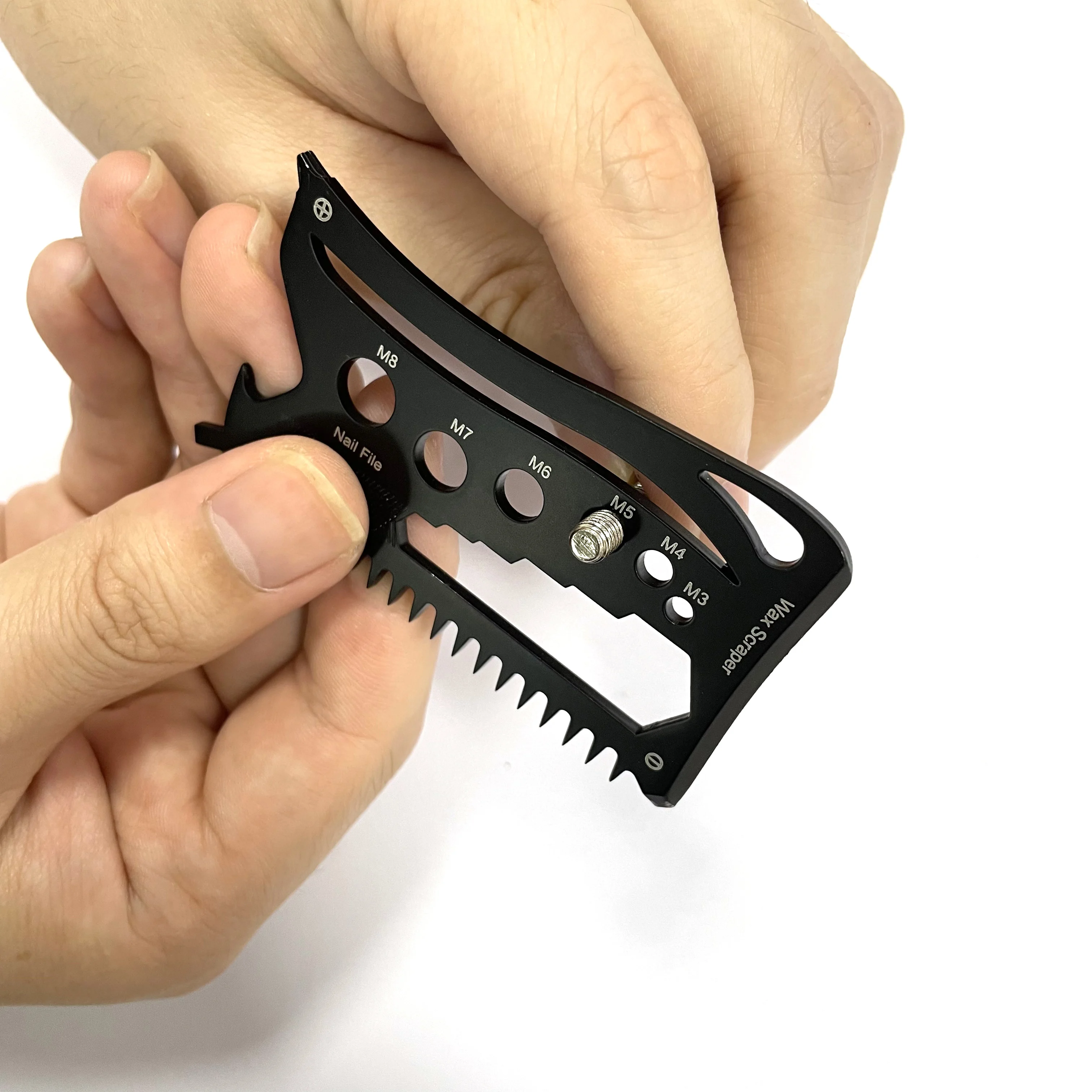 Steel Surfboard Wax Comb Scraper with Bottle Opener & Hex Fin Key Surf Tool