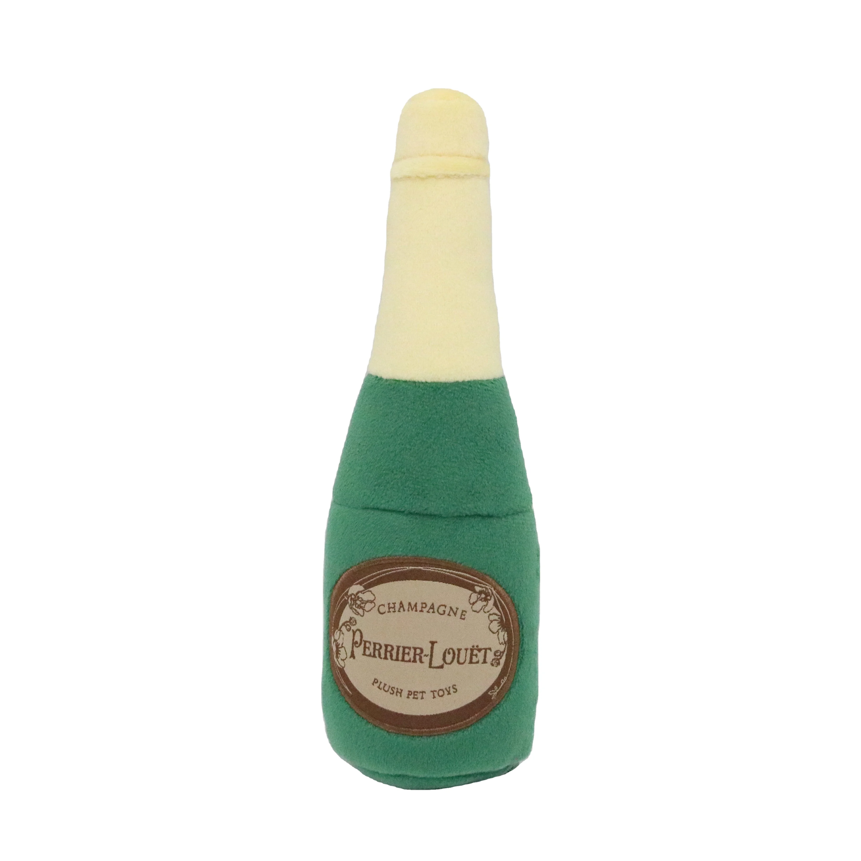 Top Quality Sandwich Mesh Composite Stuffed Squeaky Plush Parody Sparkling Wine Bottle Dog Toys