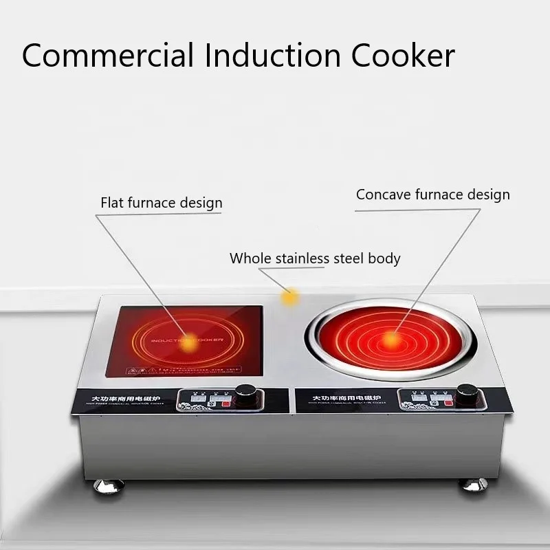 Multi Head Stainless Steel Housing Two Burner Commercial Induction Stove Embedded & Desktop Hot Plates