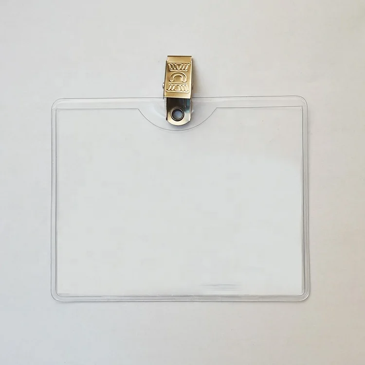 4x3 Inch Horizontal Nurse Clear Transparent PVC ID Badge Holder with Metal Clip for Meeting Trade Show School Office Name Tag