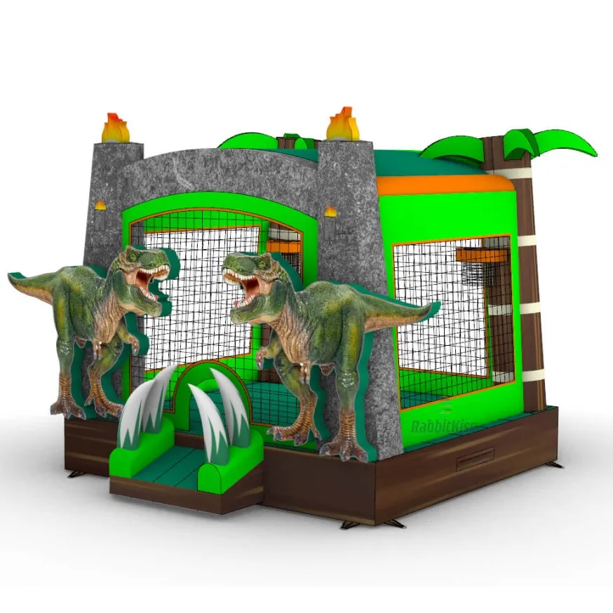 Custom Inflatable Multiplayer Dino Dinosaur Combo Game Bouncy Castle Combo With Slide Water Bounce House For Sale