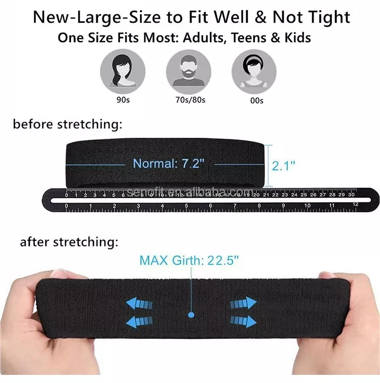 SENAOFIT Custom Headbands No Minimum Sweat Bands For Hair Wide Fitness Headbands