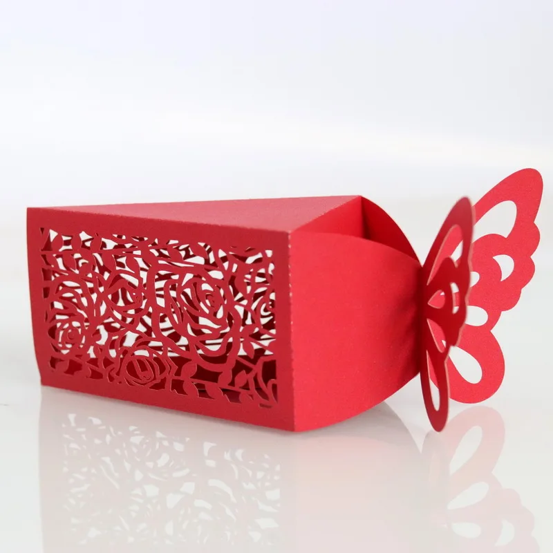 Triangle Laser Cut Butterfly Wholesale Sweet Box Paper Chocolate Candy Gift Box