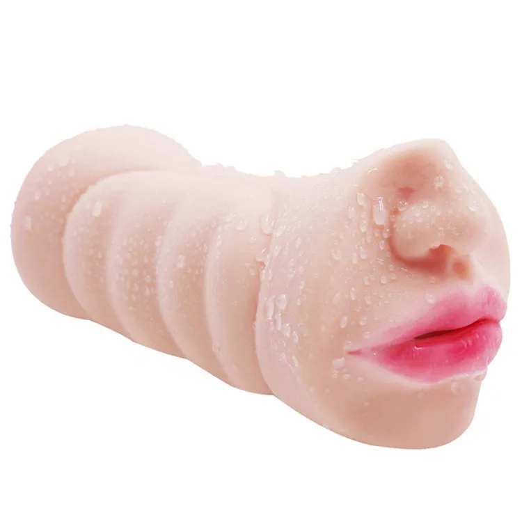 Double Channel Male Masturbator Realistic Mouth Vagina Pocket Pussy With Sex Tongue