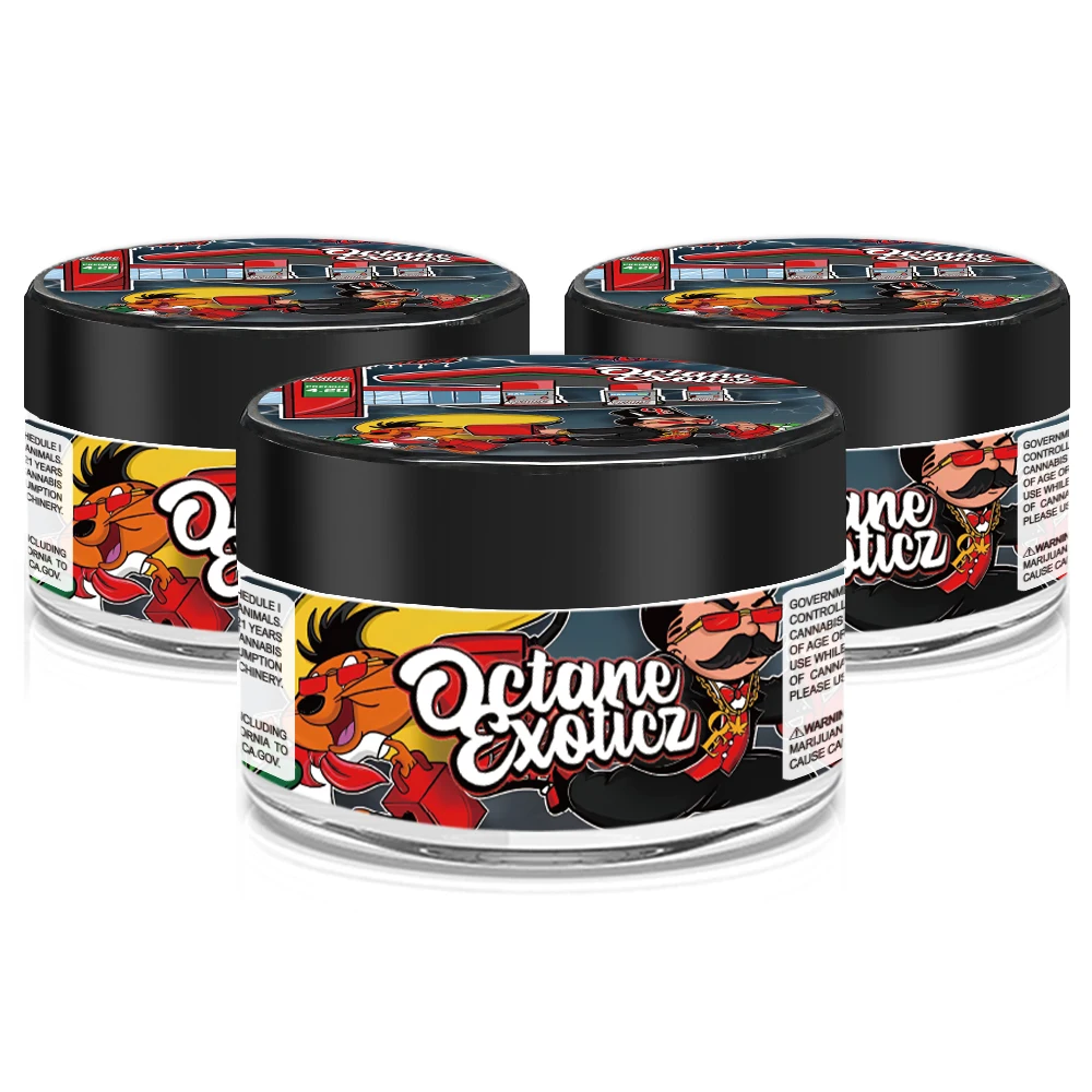 Octane Exoticz 2 унции банки оптом мини-бутылки крышки и индивидуальные этикетки маленькие прозрачные Пустые контейнеры для косметики хранения