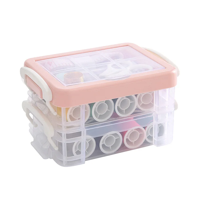 Sewing Supplies Wholesale Mini Sewing Kits Threads Needles with Three Layers Household  Plastic Box
