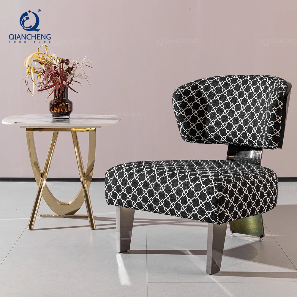 Foshan shunde manufacturer contemporary accent reclining salon seat black and white houndstooth couch lazy lounger chair
