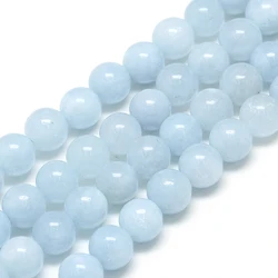 PandaHall 8mm Round Natural Aquamarine Beads Strands