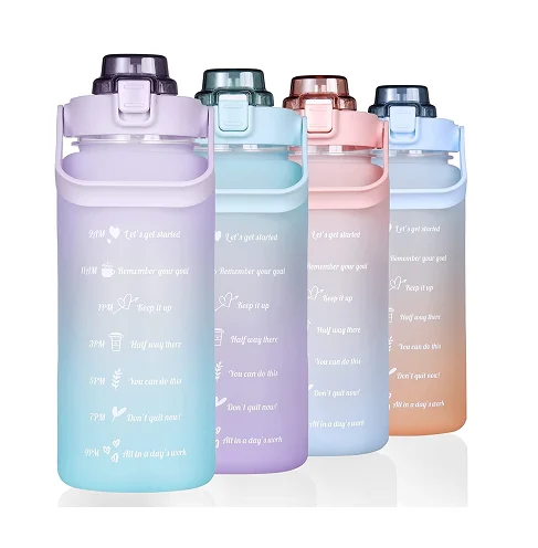 hot sale 2000 ml BPA free plastic Outdoor Sports water Bottle with Time Maker and straw