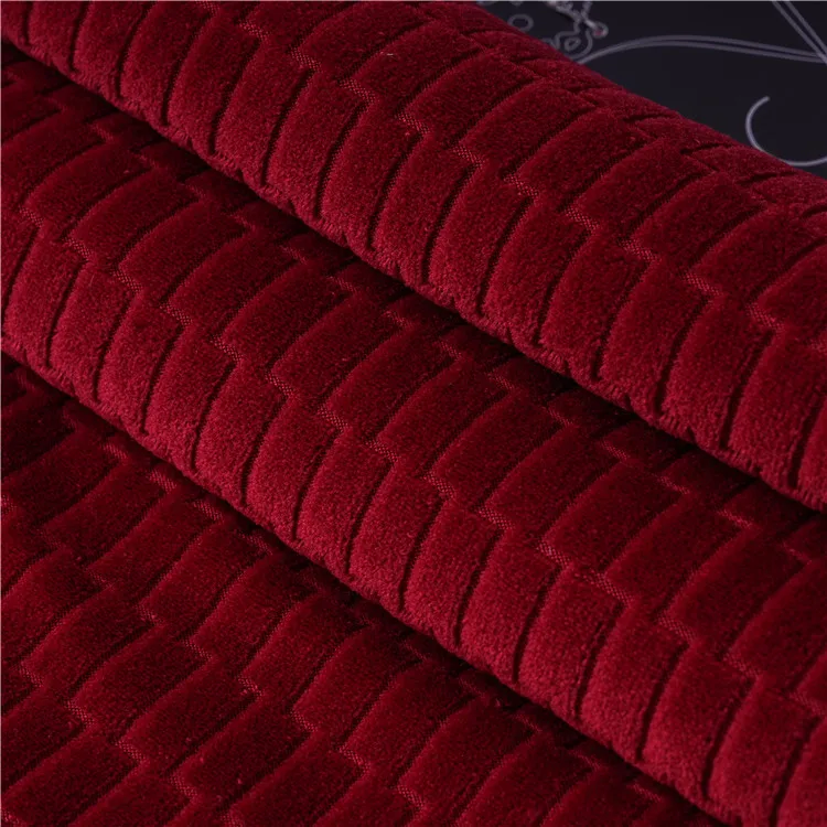 Jacquard Fleece Fabric Chemical Fiber Solid Color Manufacturer Selling Stretch Home Textile RED Knitted Spandex / Polyester