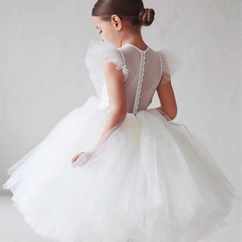 Kids Frock Teen White Dress Children Party Dress Wholesale Kids Wedding Gown White Frocks Princess Kids White Dresses For Girls