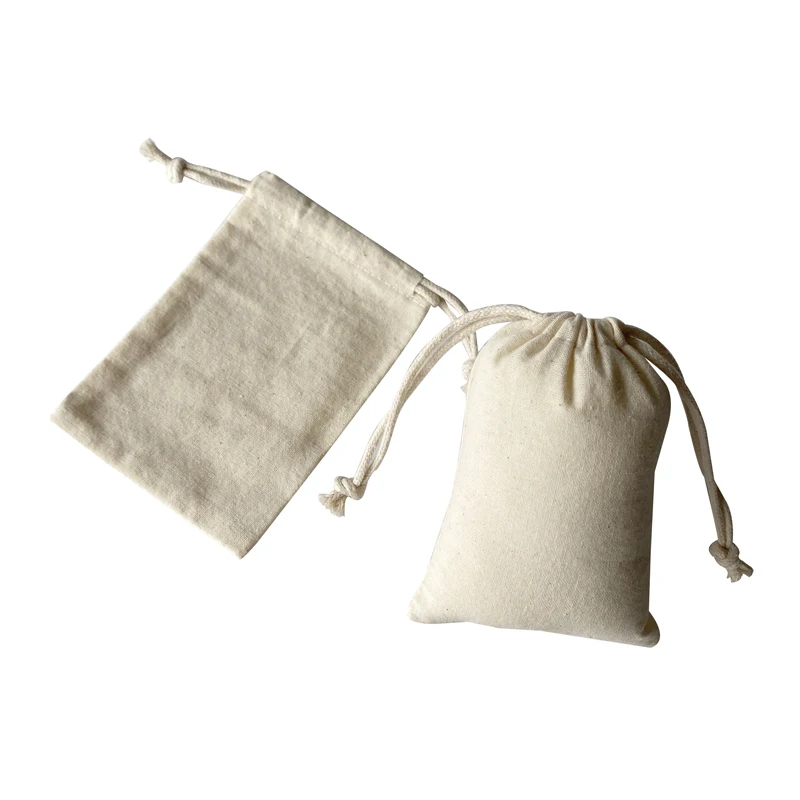 Custom Printed LOGO 5x7 Inches Natural Drawstring Cotton Bangle Pouches