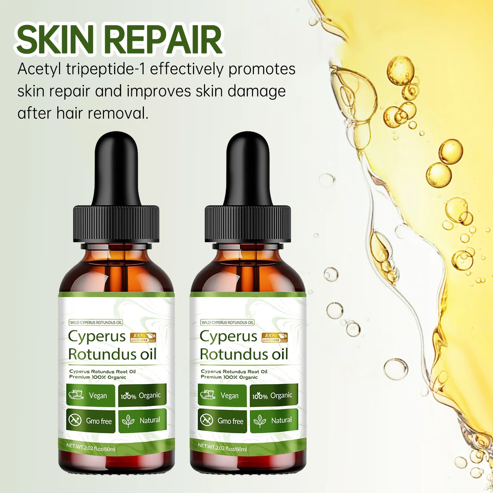 Private Label Natural Non-irritating Gentle and Smooth Cyperus Rotundus Oil for Hair Removal treatment Body Massage Oil
