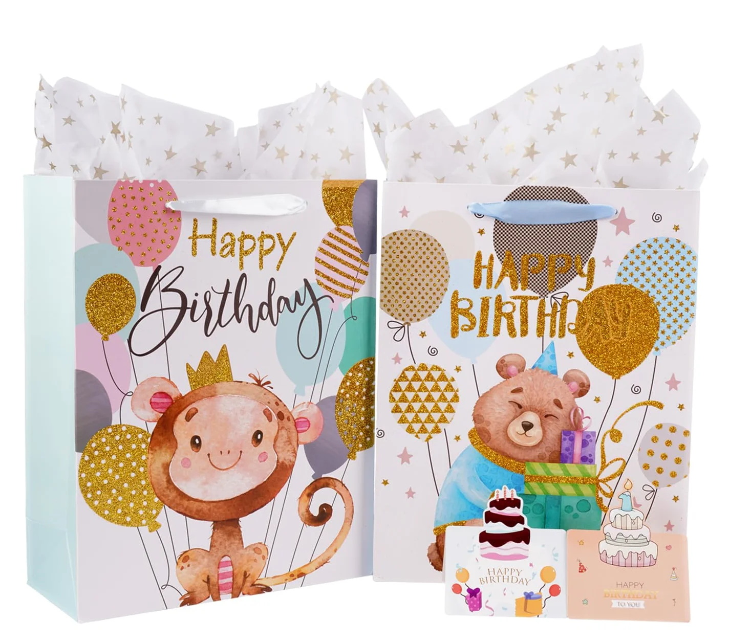 Customized Factory Wholesale Recycled Print Cute Cartoon Decoration Gift Paper Bags with Handle for Birthday Party Wedding