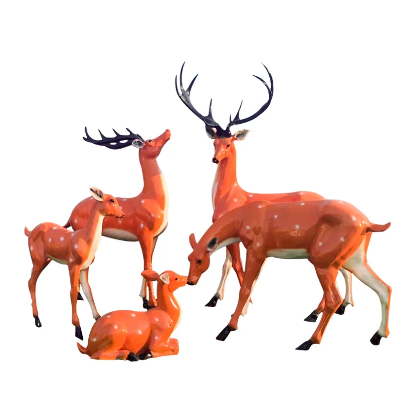 Custom Cartoon animal Sculpture Large Glass Steel Sculpture Outdoor Park  Sika Deer Sculpture For Decoration