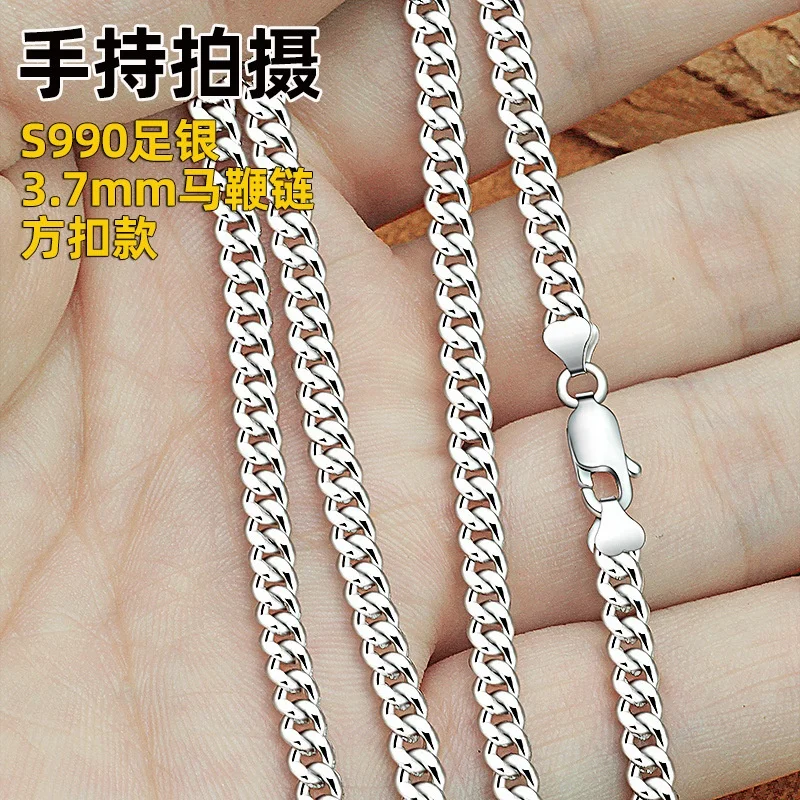 High quality 990 pure silver miami cuban chain link bracelet and necklace men jewelry Sterling Silver custom size