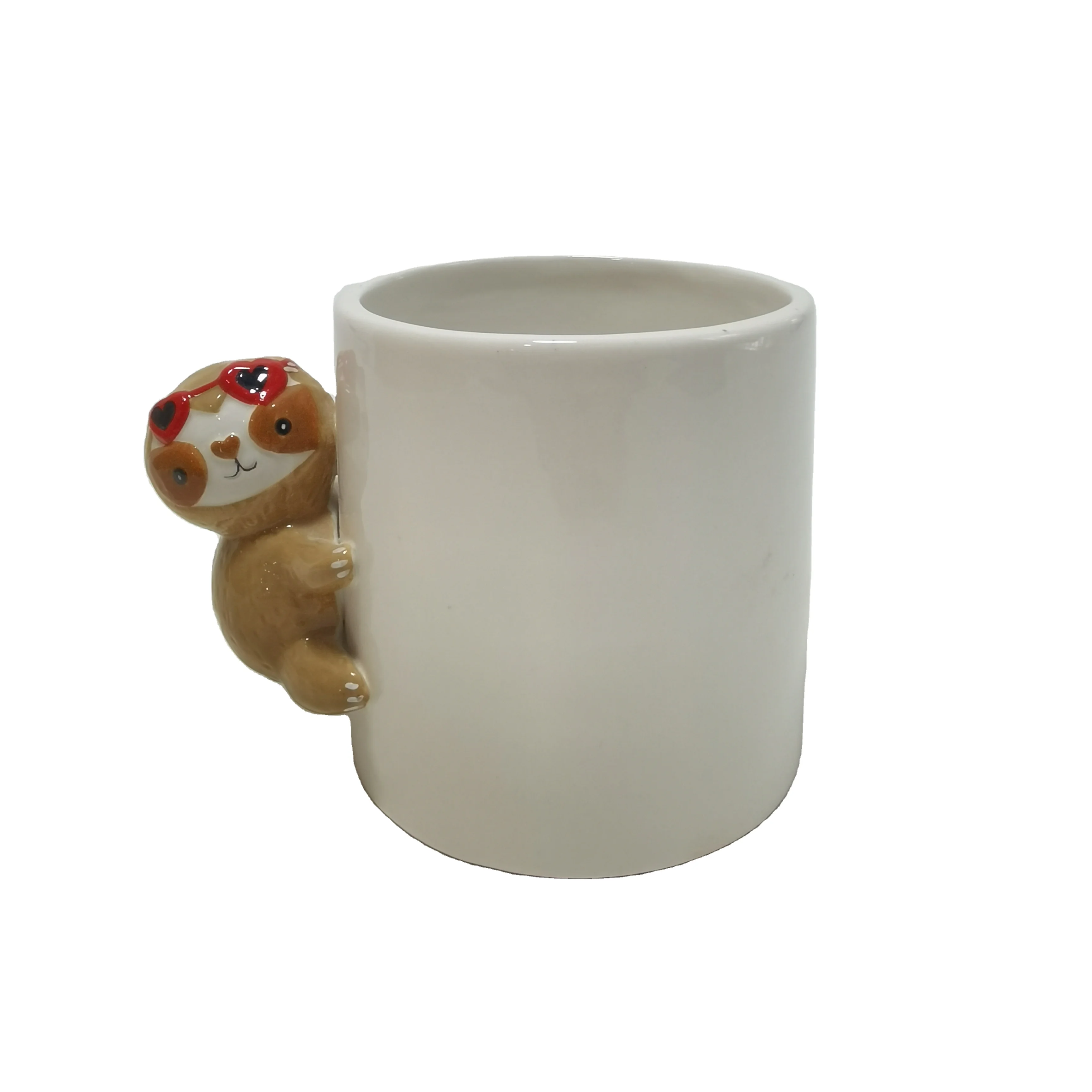 Customized high cost performance Cute bear shaped mugs 3d ceramic animal Breakfast milk cup for kids Children