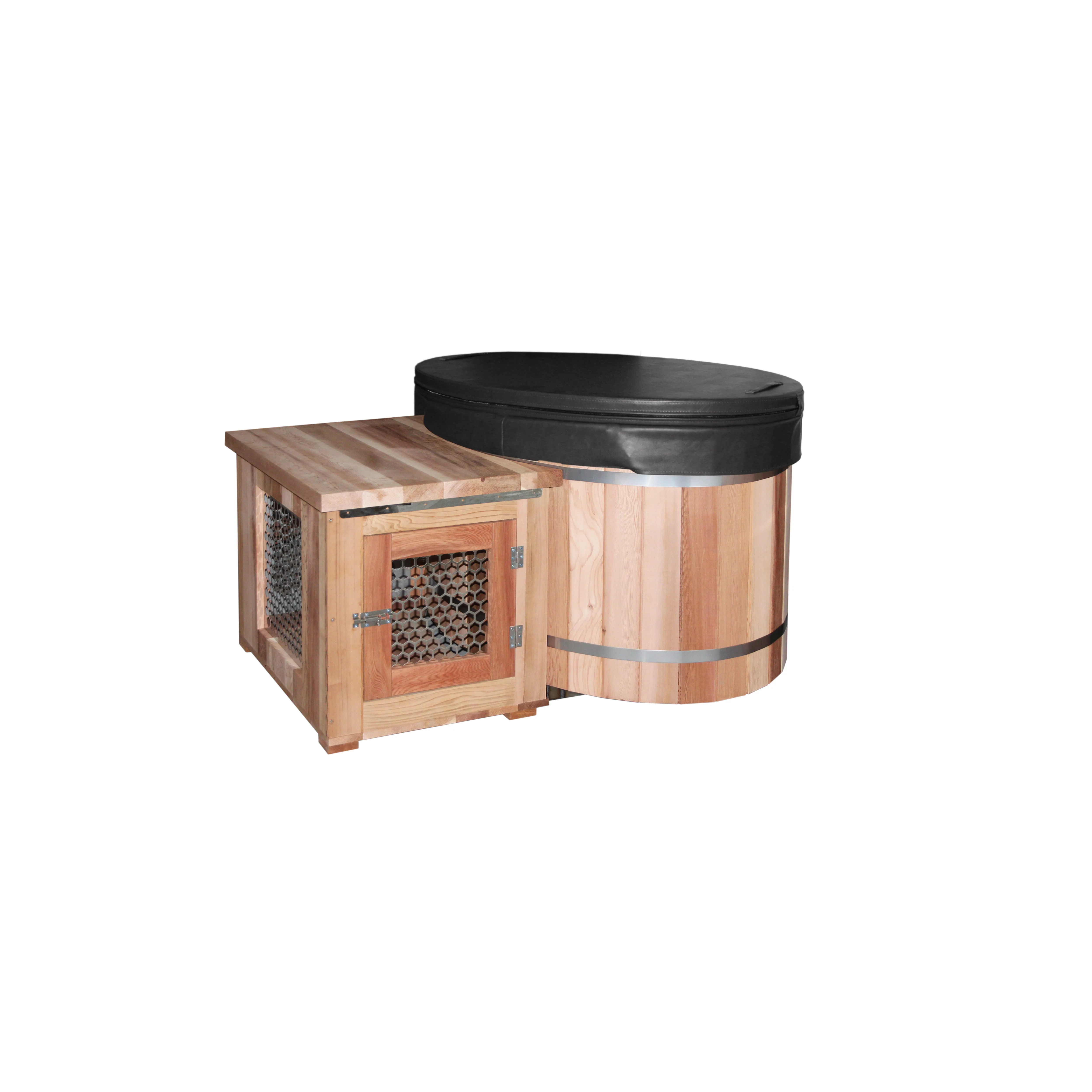 BEST Seller Portable Wood Cold Plunge Tub with #304 SS Liner for Water Chiller for Cold Plunge Pools with Chiller included UV