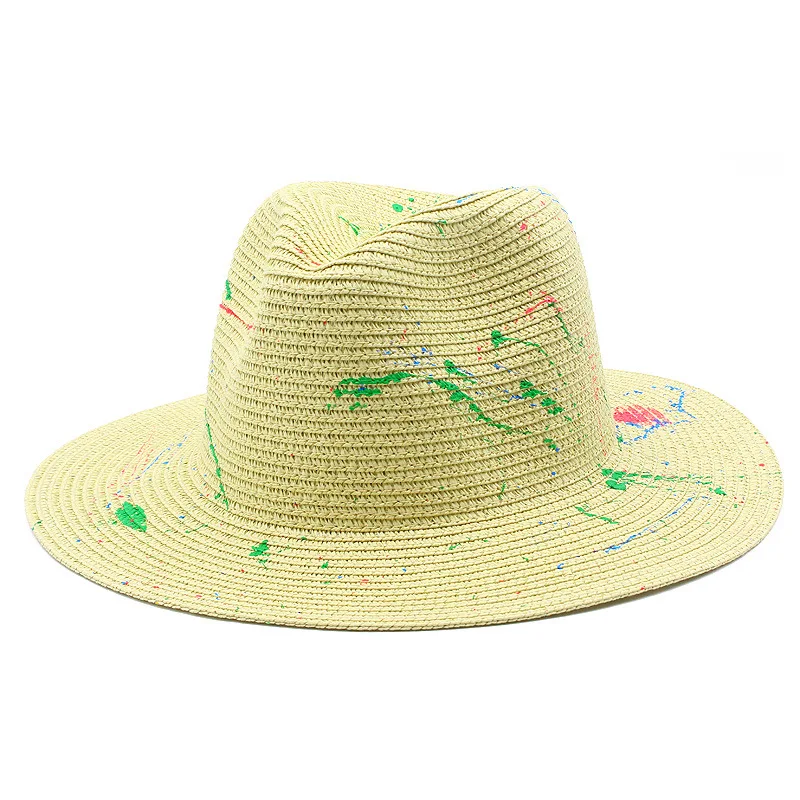 Summer Unisex Outdoor Leisure Jazz Women Panama Sombrero Panama Graffiti Straw Hats