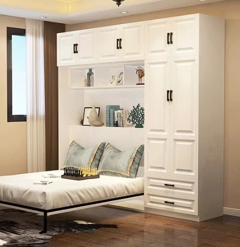 Invisible folding bedside table integrated wall flip-down hidden wall bed Murphy bed flip-up bed