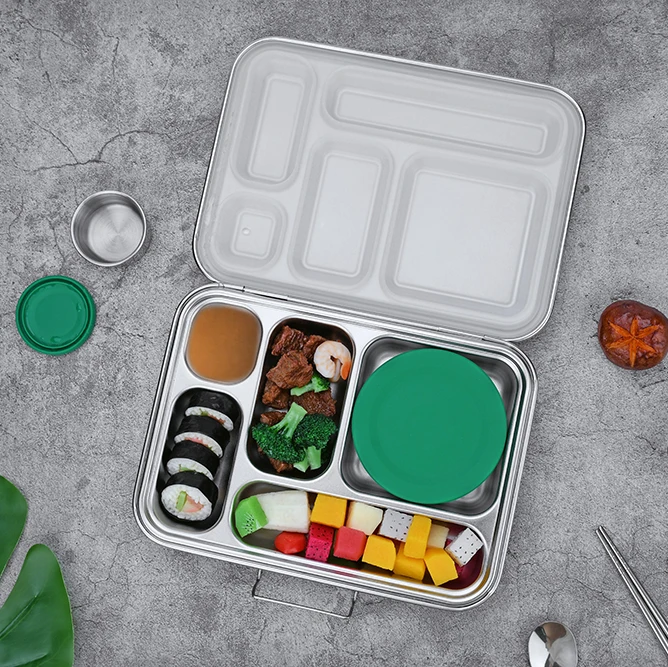 2024 Aohea 2 5 Compart из нержавеющей стали металлический Tiffin милый дизайн Bento коробка для детей с 4 отделениями портативный пластик