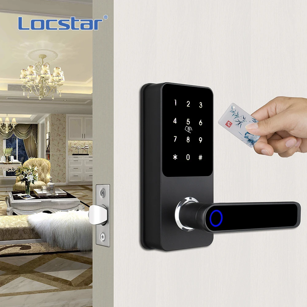 Locstar Fingerprint Tuya Password Bedroom Security Gate Locks Ttlock Biometric Mortise Key Smart Electric Deadbolt Door Lock
