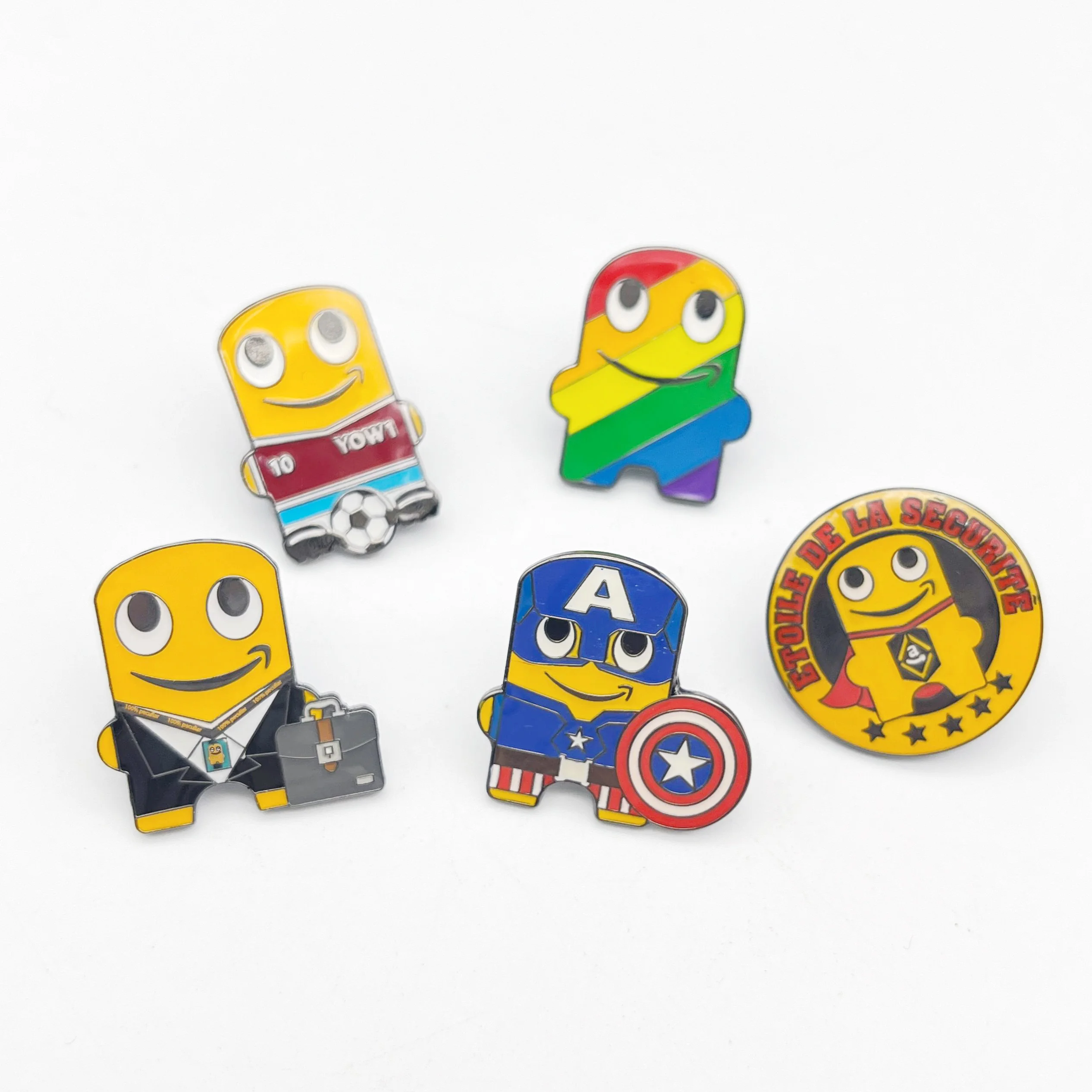 Metal Craft Gifts Rainbow Plating Enamel China Factory Zinc Badge With Safety Pin Back Lapel Pins JO-TC-19