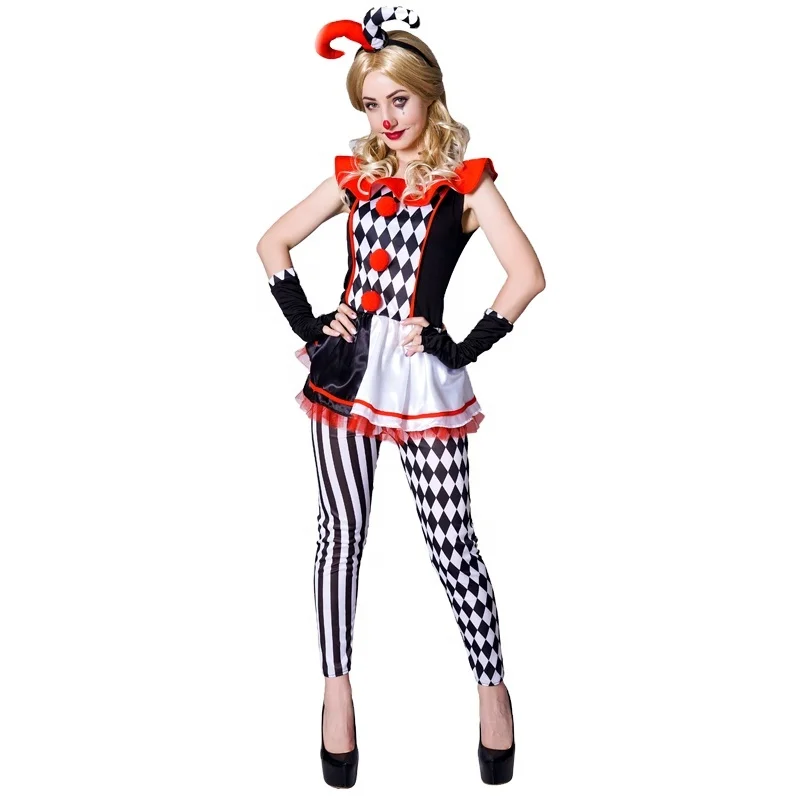 Halloween Cosplay Clown Costume  Party Fancy Dress Funny Clown Dress For Adult Women