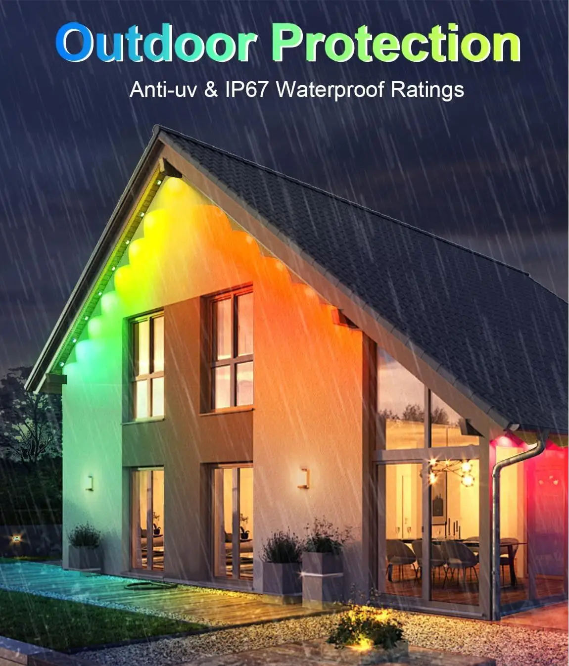 Permanent Garden Lights App Control Remote Smart LED Eaves Lights Waterproof RGB Strip Light