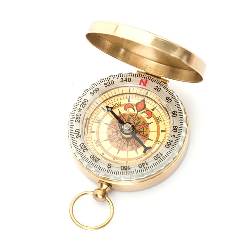 Five Leaves High-precision Outdoor Portable Travel Hiking Outdoor Brass Luminous Compass Camping Pocket Watch Style Compass