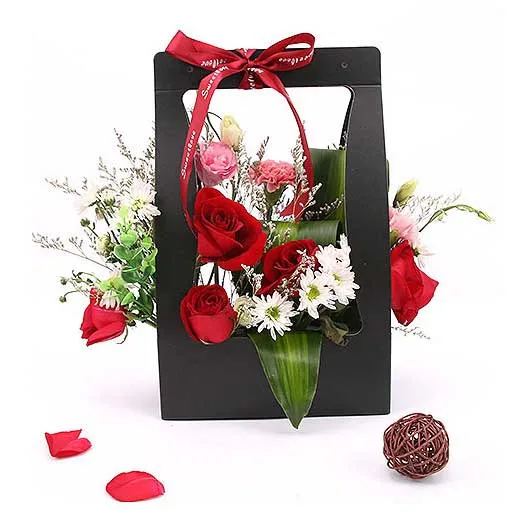 Factory direct paper flower box long stem flower box clear plastic flower box in low price