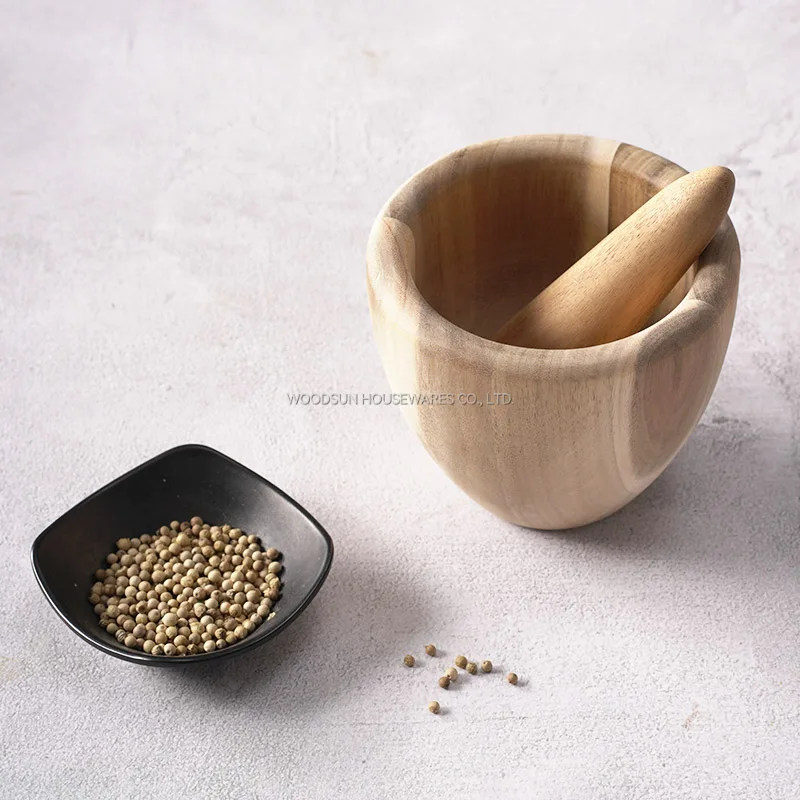 Woodsun Wood Mortar And Pestle Set For Sale