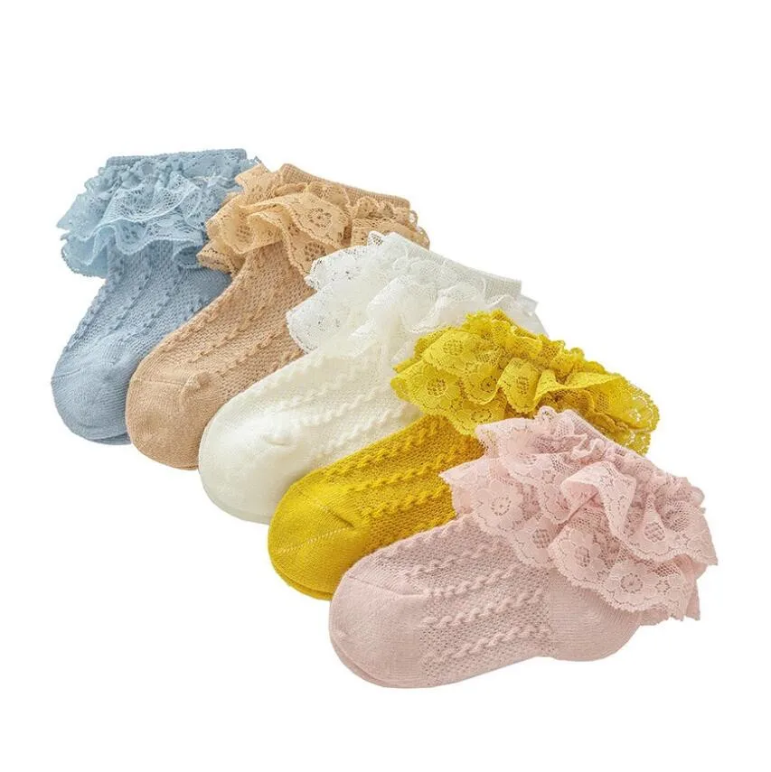 2020 Infant Newborn Toddler Frilly Warm Lace Tutu Sock Ruffled Solid Ankle Socks for Babies Custom Baby Socks
