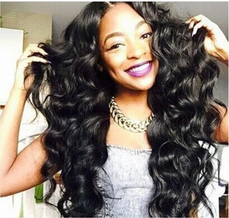 Wholesale Natural Black Color Loose Wavy Synthetic Wigs for Black Women