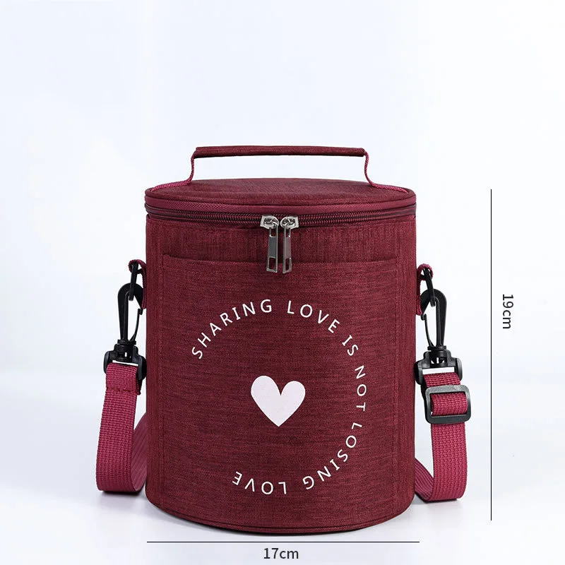 custom logo cylinder lunch aluminum foil portable round cooler bags fish insulated picnic bag