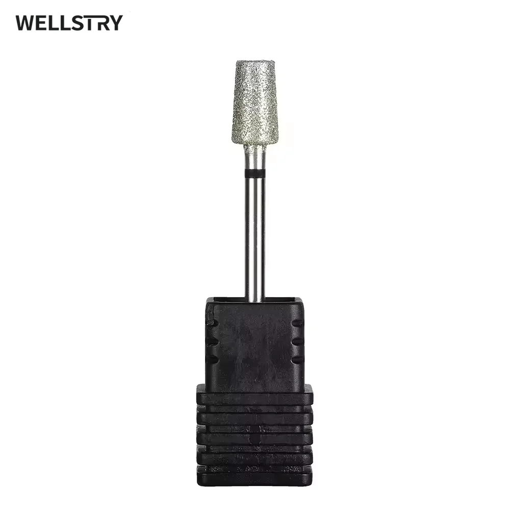 WELLSTRY Cuticle Cleaner Burr Tool Large Tapered Barrel Diamond Nail File Drill Bit for Electric Drill Machine
