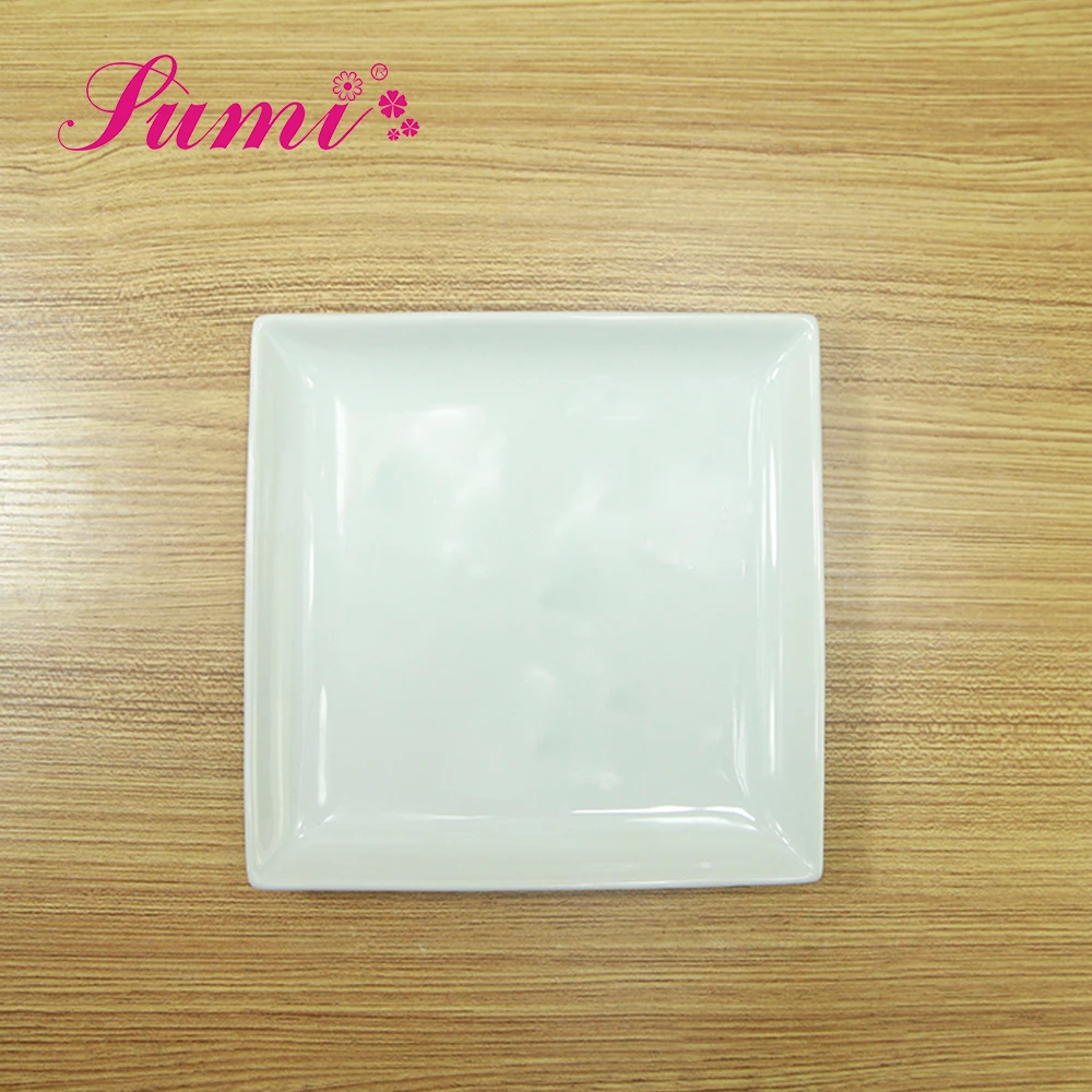 Factory design ceramic square ware plate white, restaurant kitchen porcelain square plate