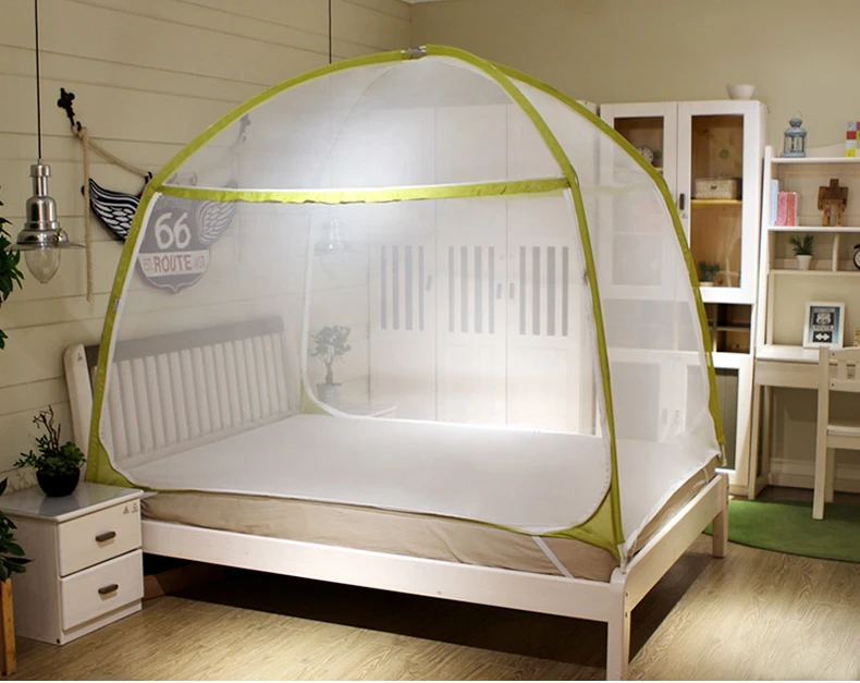 Yurt Single & Double Size Portable Hanging Polyester Mesh Bed Mosquito Net Thickened Encrypted Folded Design for Home Camping