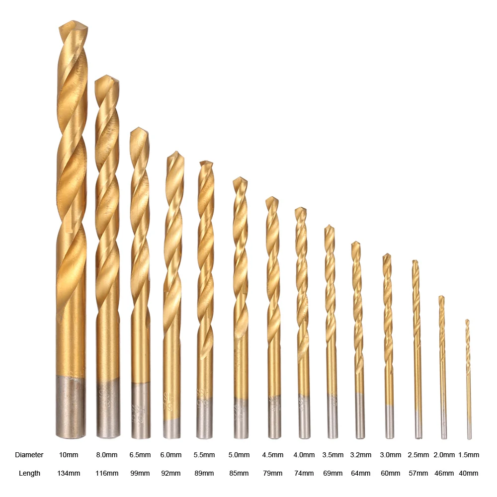 99pcs Twist Drill HSS Titanium Coated Twist Drill Bit Set  with Case Box  For Drilling Iron