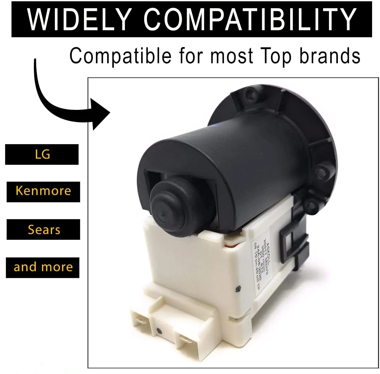 4681EA2001T Washer Drain Pump Motor Replaces Part Numbers AP5328388, 2003273, 4681EA2001D, 4681EA2001N, 4681EA1007G and More