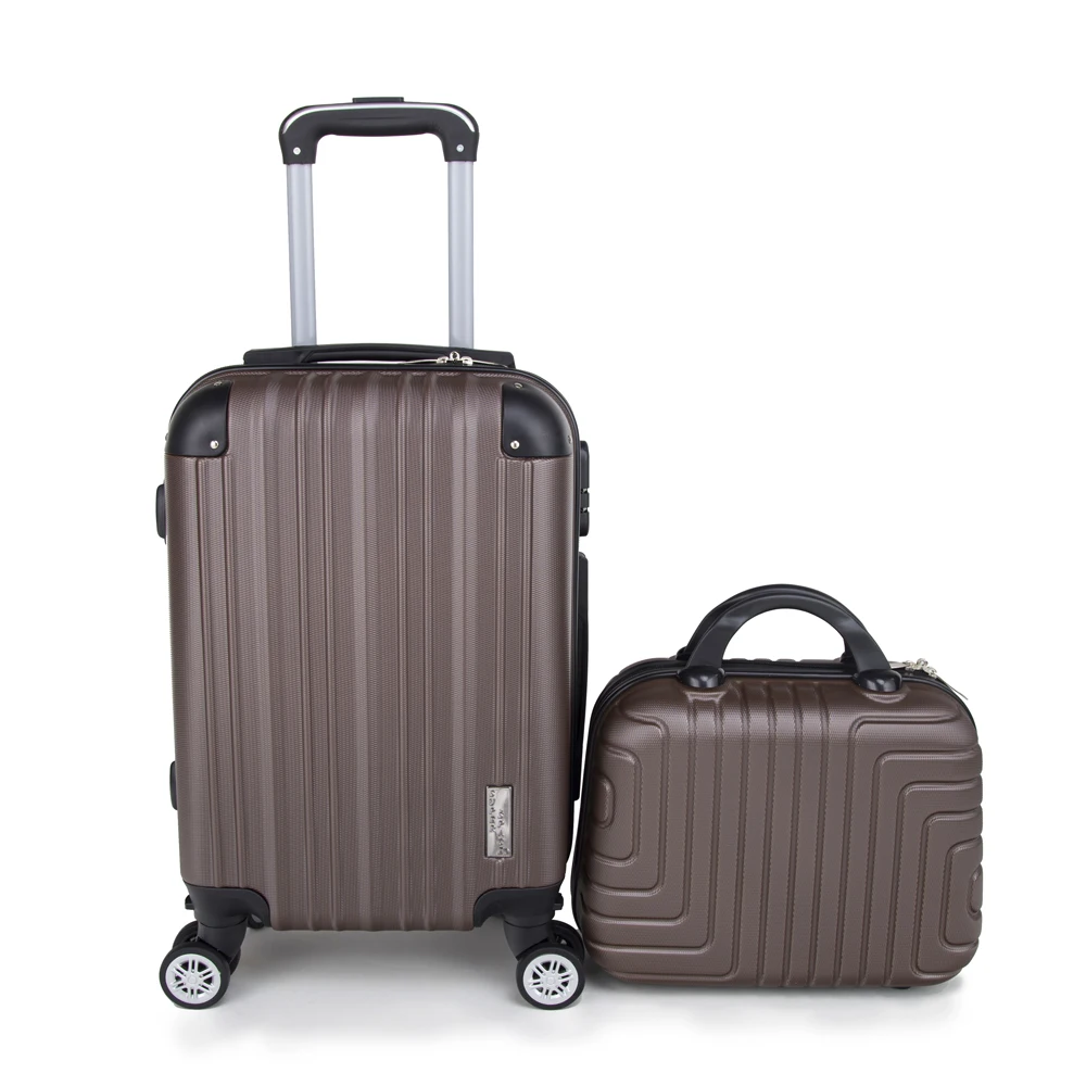 Красочный ABS 5 шт. Набор для путешествий чемодан на колесиках с 12,14 дюймовыми косметическими сумками